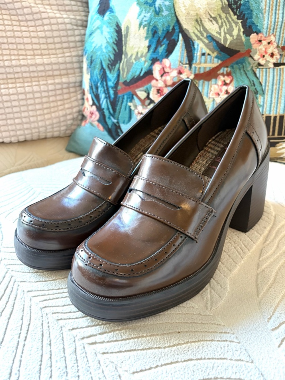 Jellypop Brown Platform Block Heel Loafer -Never Worn